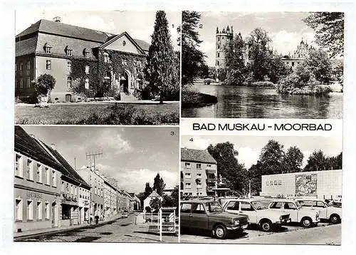 Ak Bad Muskau Moorbad Kr Weißwasser Schloßruine Ernst Thälmann Straße Platz des 