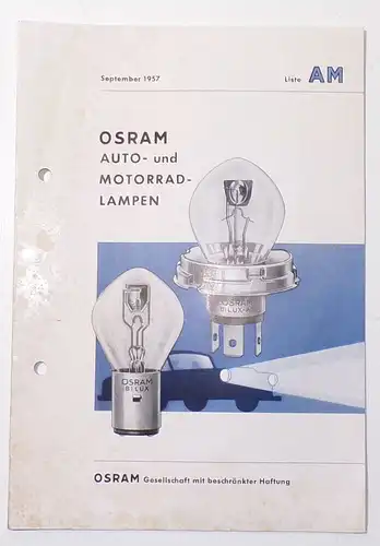 Osram Auto und Motorrad Lampen September 1957 Prospekt