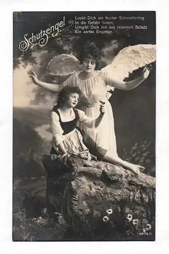 Ak Motivkarte Schutzengel Lockt dich ein bunter Schmetterling Künstlerkarte 1919