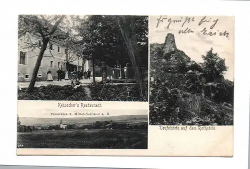 Ak Panorama v. Mittel-Sohland Ketzscher's Restaurant Teufelstein Rothstein 1913