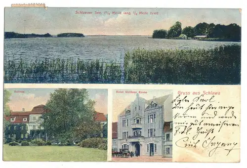 Litho Ak Gruss aus Schlawa Schlesien Sława 1912 Hotel Goldene Krone (A4079