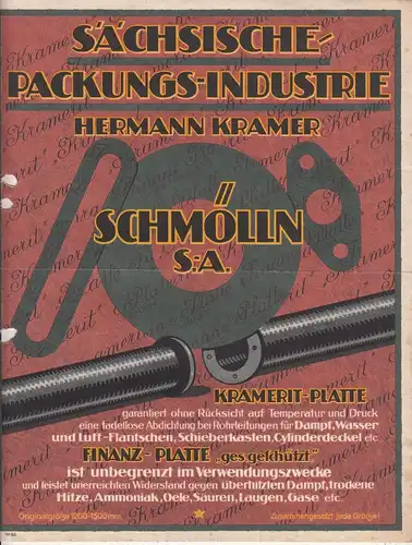 Reklame Blatt Sächsische Packungs Industrie Hermann Kramer Schmölln um 1930 !