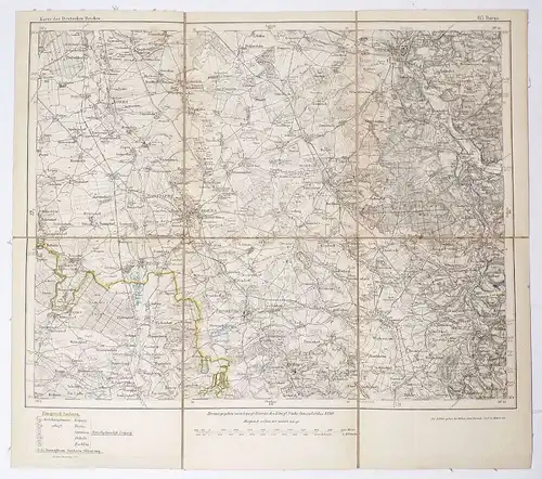 DR Landkarte Borna 1880 Generalstab Sachsen Leinenlandkarte
