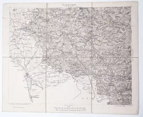 Karte Oelsnitz mit Schönberg Markneukirchen um 1868 Stahlstich Leinenlandkarte