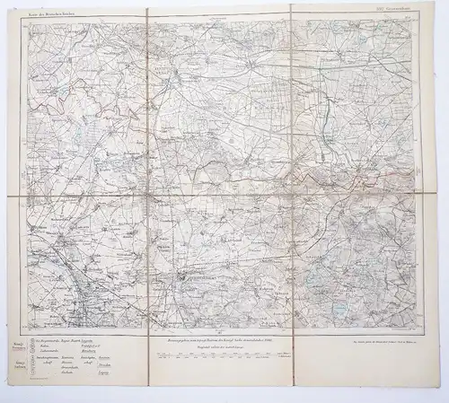 Alte Landkarte GrossenhainSachsen 1880 Leinenkarte Generalstab