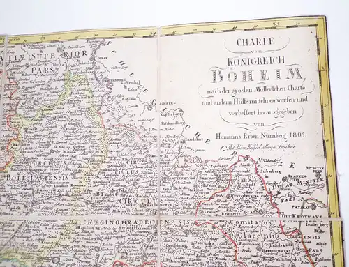 Landkarte Königreich Boheim Böhmen Homanns Erben 1805 koloriert