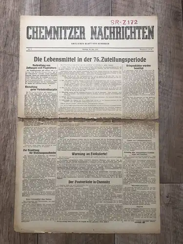 Zeitung Blatt Juli 1945 Mai Lebensmittel 76 Zuteilungsperiode