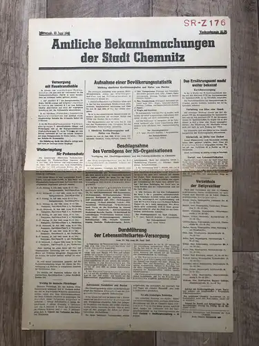 Zeitung Blatt Juli 1945 Juni Aufnahme einer Bevölkerungsstatistik