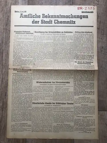 Zeitung Blatt Juli 1945 Juni Beseitigung Kriegsschäden Gebäude