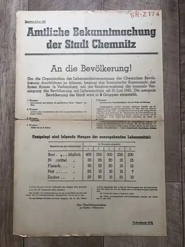 Zeitung Blatt Juli 1945 Juni An die Bevölkerung Lebensmittel