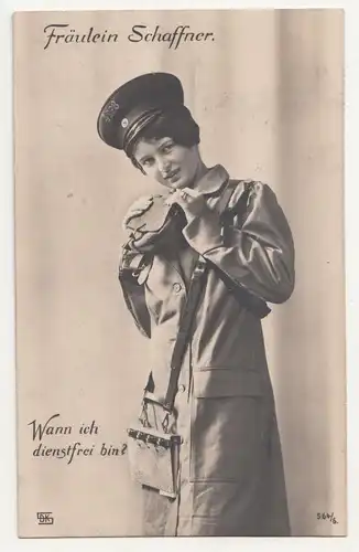 Ak Frau in Uniform Fräulein Schaffner 1915 WW1 ! (A2300