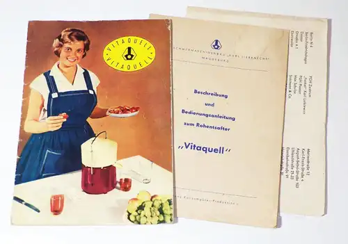 Vitaquell Entsafter Rezepte Bedieungsanleitung DDR