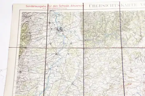 Übersichtskarte von Württemberg 1938 Leinen Landkarte 