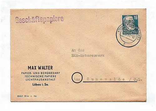 Geschäftspapiere Max Walter Lichtpausanstalt Löbau DDR 1952
