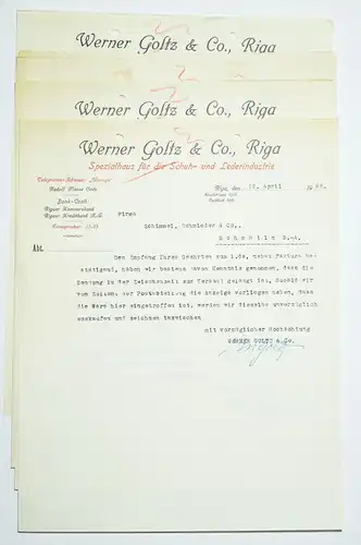 Dokument Werner Goltz u Co Riga 1926 Schuhe Lederwaren