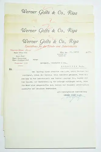 Dokument Werner Goltz u Co Riga 1926 Schuhe Lederwaren 
