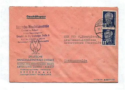 Geschäftspost Deutsche Handelszentrale Abteilung Gummi Asbest DDR 1952