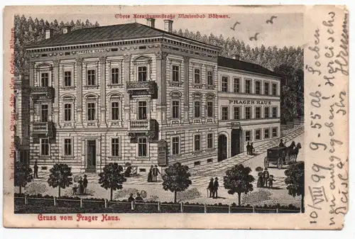 Ak Gruss vom Prager Haus Marienbad Böhmen 1899