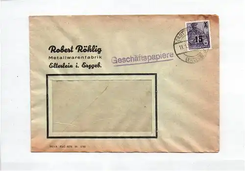 Firmenbrief 1956 Robert Röhlig Metallwarenfabrik Elterlein Erzgebirge