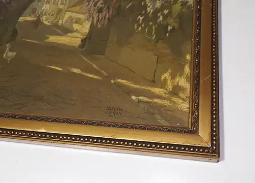 Alter Druck Stadttor um 1900 Signiert dekorativ