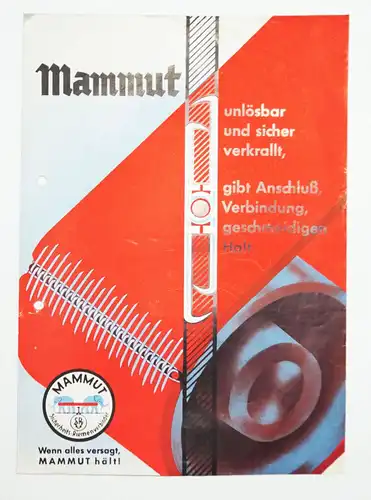 Riemenverbinder Werbung alte Prospekte Mammut 1930er