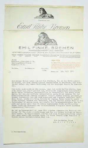 Bremen Emil Finke 1938 Mineralöl Import Export