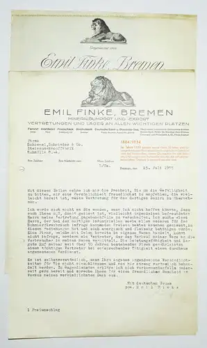 Bremen Emil Finke 1938 Mineralöl Import Export 