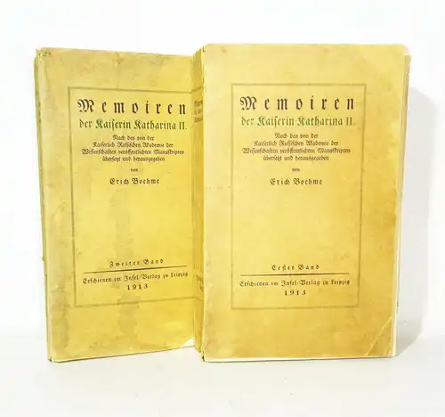 Erich Boehme Memoiren der Kaiserin Katharina II. zwei Bängde 1913 Insel Verlag