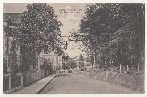 Ak Suderode a. Harz am Schwedderholz Straßenansicht Personen 1911 ! (A1836