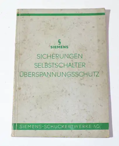 Siemens Sicherungen Selbstschalter Überspannungsschutz 1936