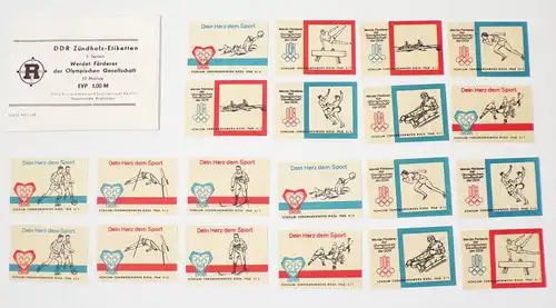 DDR Streichholzetiketten Werdet Förderer der Olympischen Gesellschaft 1968 