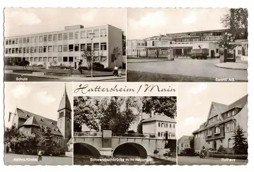Ak Hattersheim Main Mehrbild 1962