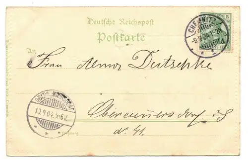 Jugendstil Ak Gruss aus Chemnitz Nicolaibrücke 1904 