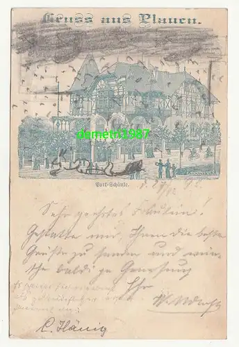 Vorläufer Ak Gruss aus Plauen Park - Schänke Gaststätte 1895 selten