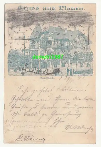 Vorläufer Ak Gruss aus Plauen Park - Schänke Gaststätte 1895 selten 