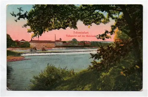Ak Schweinfurt Teilansicht auf der Maininsel um 1920