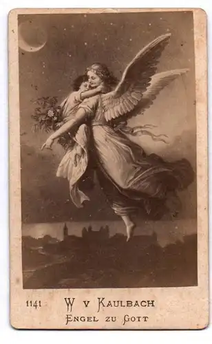 CDV Foto W v Kaulbach Engel zu Gott um 1880