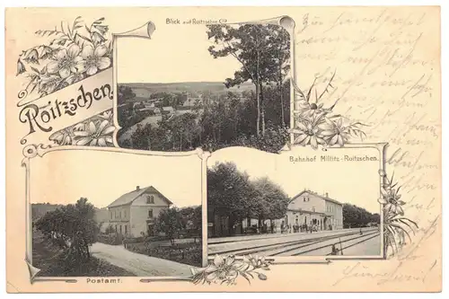 Litho Ak Roitzschen Bahnhof Miltitz Postamt Klipphausen Meißen 1907 !