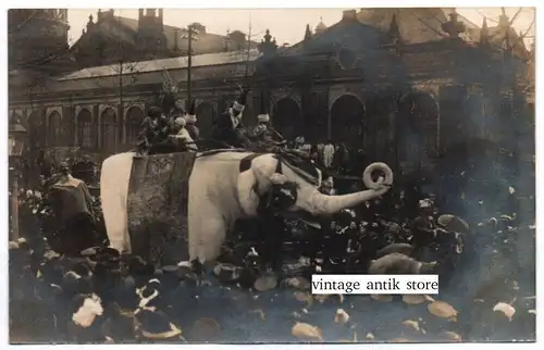 Foto Ak Dresden Fastnacht Umzug Elefant 1912