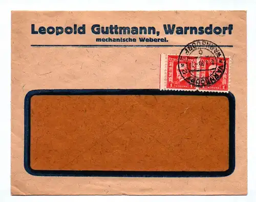 Briefkuvert Leopold Guttmann Warnsdorf mechanische Weberei