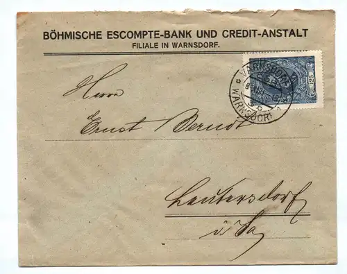 Brief Böhmische Escompte Bank und Credit Anstalt 1921 Warnsdorf