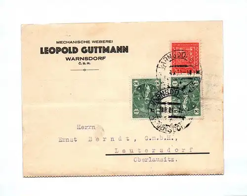 Brief 1929 Mechanische Weberei Leopold Guttmann Warnsdorf