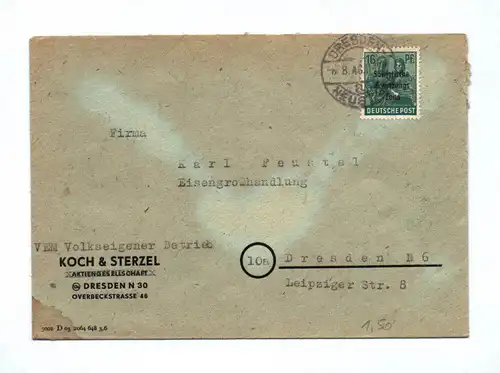 Brief VEM Volkseigener Betrieb Aktiengesellschaft Dresden 1948 SBZ