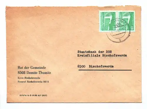 Brief Rat der Gemeinde Demitz Thumitz Kreis Bischofswerda DDR