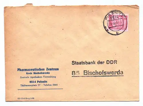 Brief Pharmazeutisches Zentrum Kreis Bischofswerda DDR