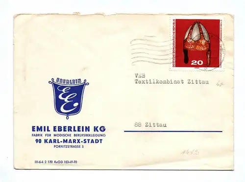 Brief Emil Eberlein KG Fabrik modische Berufsbekleidung Karl Marx Stadt DDR