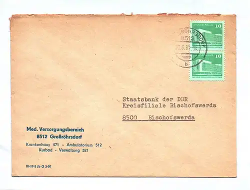 Brief 1981 Med Versorgungsbereich Großröhrsdorf Krankenhaus DDR