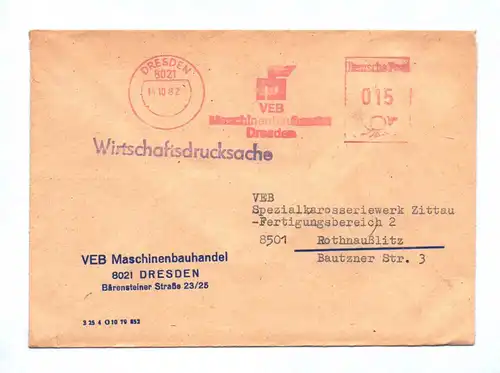 Wirtschaftsdrucksache 1982 DDR VEB Maschinenbauhandel Dresden