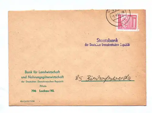 Brief Bank für Landwirtschaft und Nahrungsgüterschaft DDR 1981