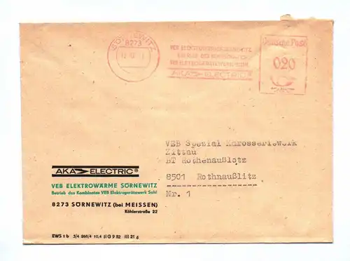 Brief 1982 AKA Electric VEB Elektrowärme Sörnewitz DDR bei Meissen